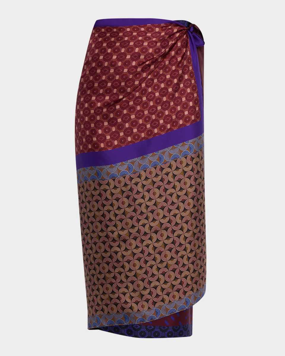 Scarfy Multi-Print Wrap Midi Skirt